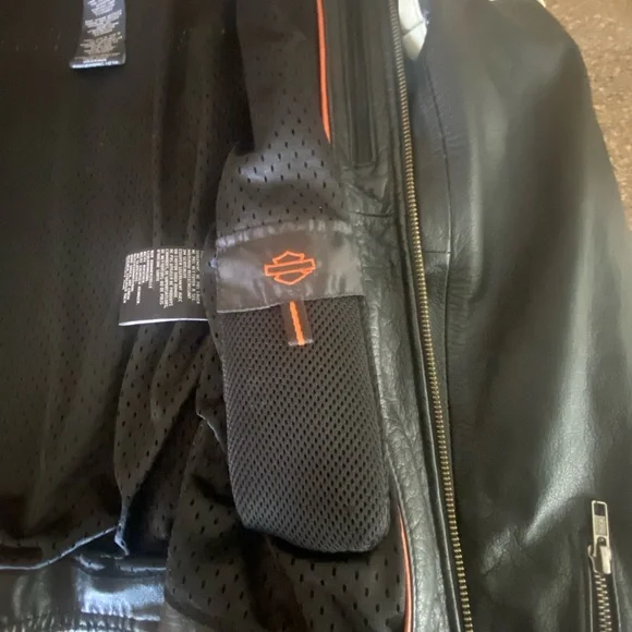 Authentic 3 in 1 Harley Davidson Black Orange Miss Enthusiast Leather Jacket Lrg - Picture 8 of 15